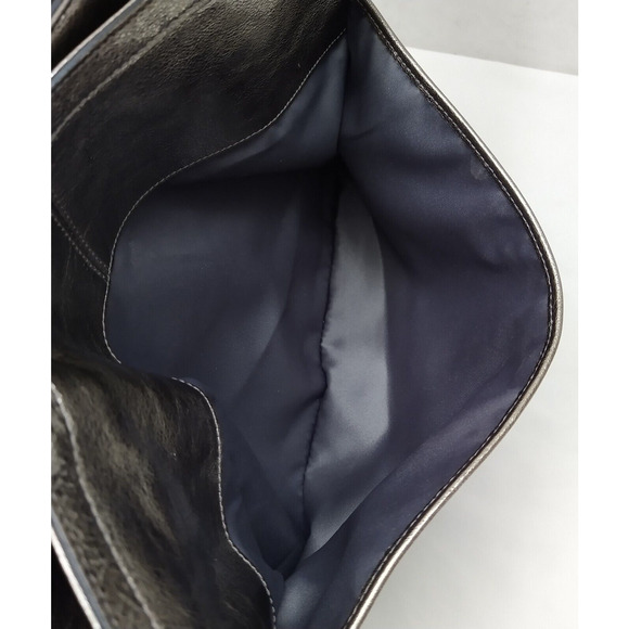 Coach Metallic Gray Leather Double Handles Zipper Closure Tote Shoulder Bag - Picture 14 of 14